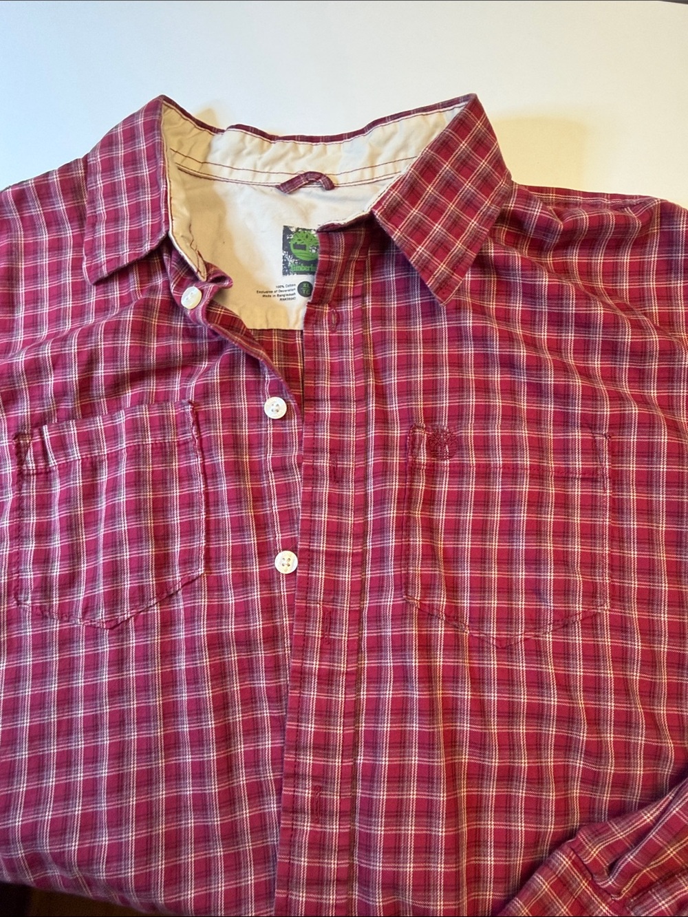 Timberland Red Plaid Men's Button-Down Shirt